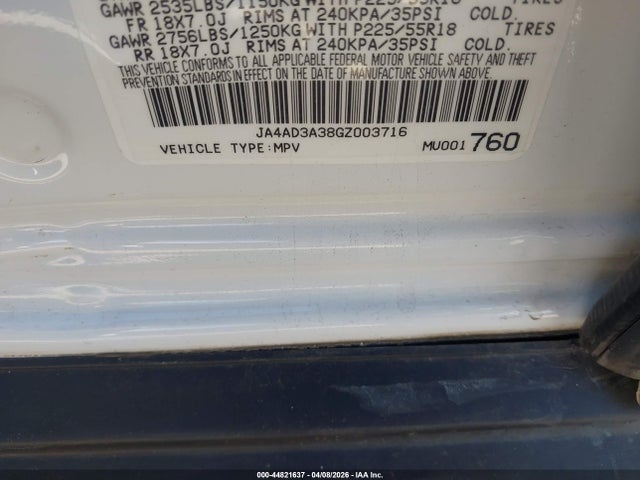 Продаж на аукціоні авто 2016 Mitsubishi Outlander Se, vin: JA4AD3A38GZ003716, номер лоту: 44821637