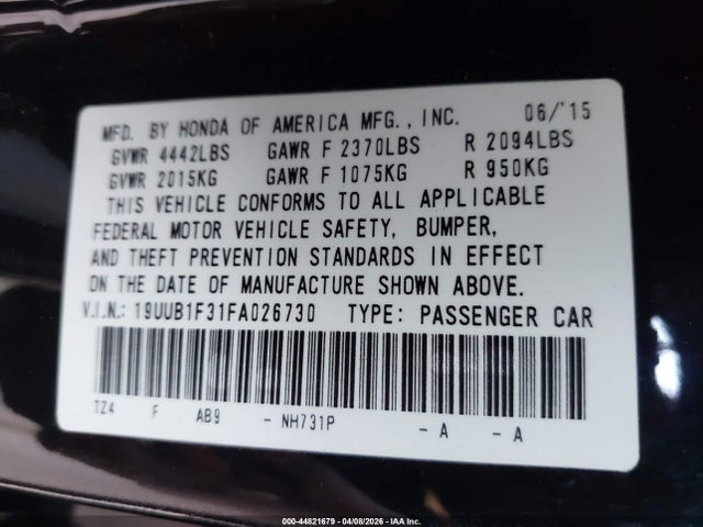 Продаж на аукціоні авто 2015 Acura Tlx, vin: 19UUB1F31FA026730, номер лоту: 44821679