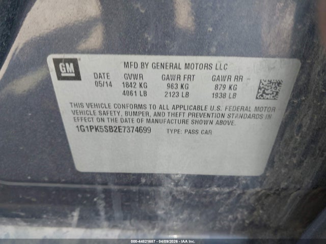 Chevrolet CRUZE LT 2014 1G1PK5SB2E7374699 Image 9
