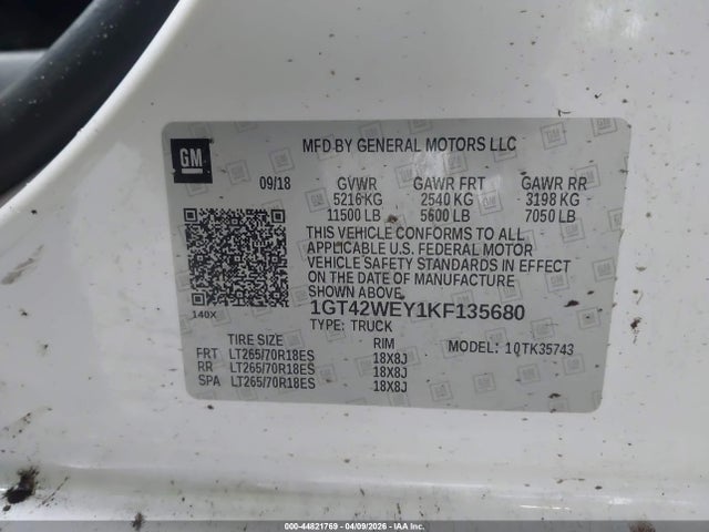 Aukcja sprzedaży 2019 Gmc Sierra 3500hd Denali, vin: 1GT42WEY1KF135680, numer aukcji: 44821769