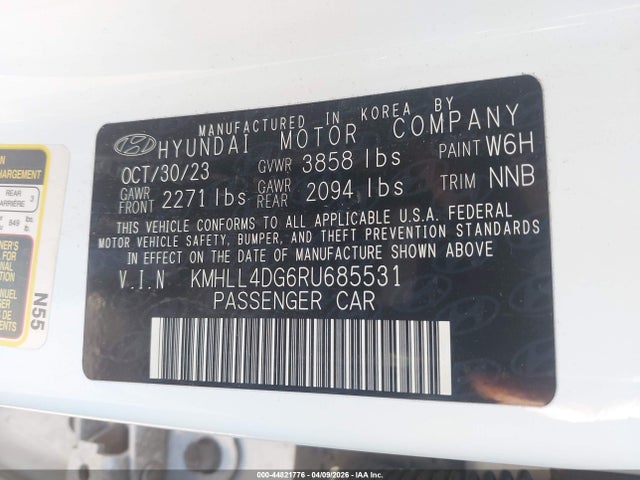 Aukcja sprzedaży 2024 Hyundai Elantra Se, vin: KMHLL4DG6RU685531, numer aukcji: 44821776