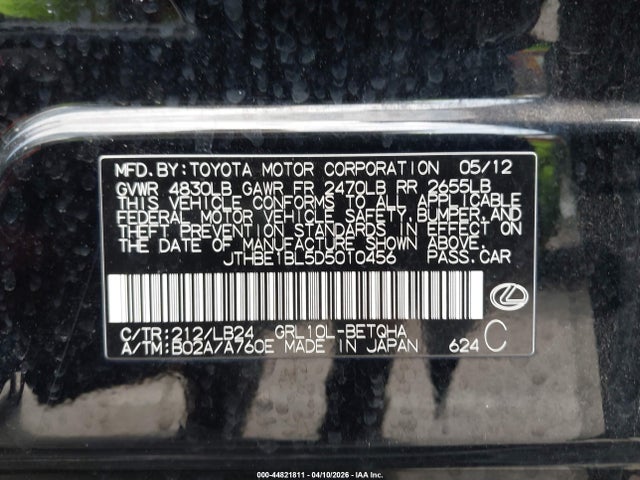 Продажа на аукционе авто 2013 Lexus Gs 350, vin: JTHBE1BL5D5010456, номер лота: 44821811