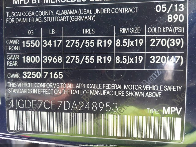 2013 MERCEDES-BENZ GL 450 4JGDF7CE7DA248953 Photo 8