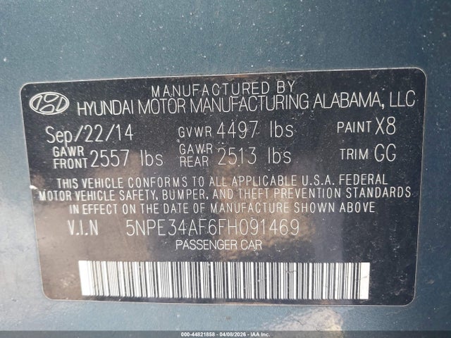 5NPE34AF6FH091469 Hyundai Sonata Sport