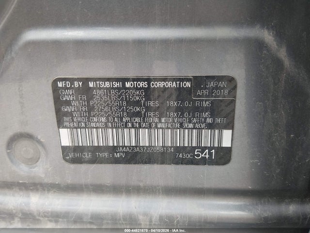 JA4AZ3A37JZ058134 Mitsubishi Outlander Es