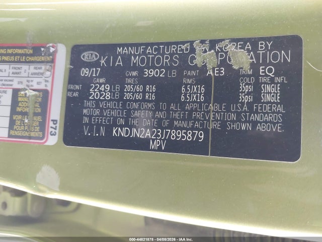 44821878 :رقم المزاد ، KNDJN2A23J7895879 vin ، 2018 Kia Soul مزاد بيع