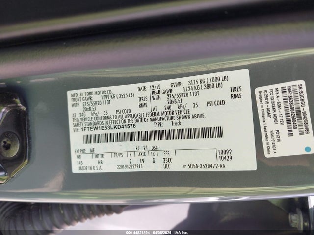 Ford F-150 Lariat 2020 1FTEW1E53LKD41576 Image 9