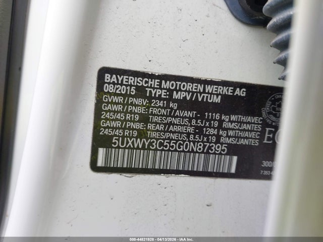 Продажа на аукционе авто 2016 Bmw X3 Xdrive28d, vin: 5UXWY3C55G0N87395, номер лота: 44821928