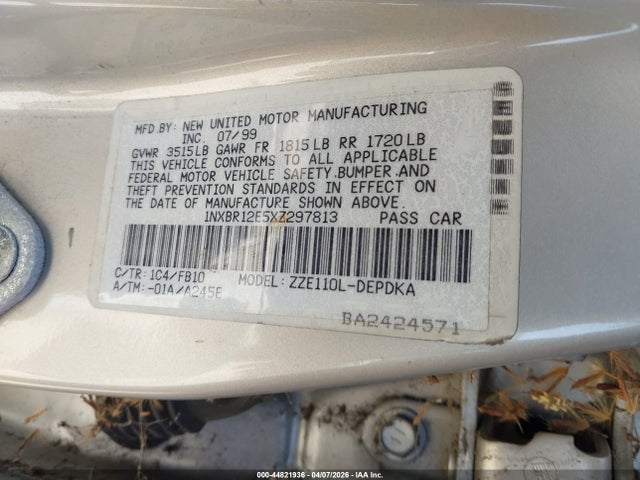 1999 TOYOTA COROLLA 1NXBR12E5XZ297813 Photo 8