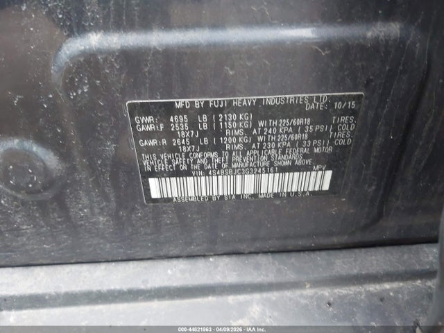 Продаж на аукціоні авто 2016 Subaru Outback 2.5i Limited, vin: 4S4BSBJC3G3245161, номер лоту: 44821963