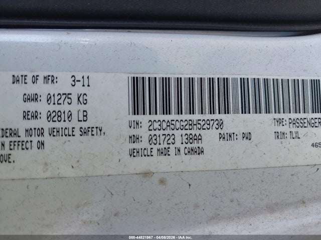 2011 Chrysler 300 Limited მანქანა იყიდება აუქციონზე, vin: 2C3CA5CG2BH529730, აუქციონის ნომერი: 44821967
