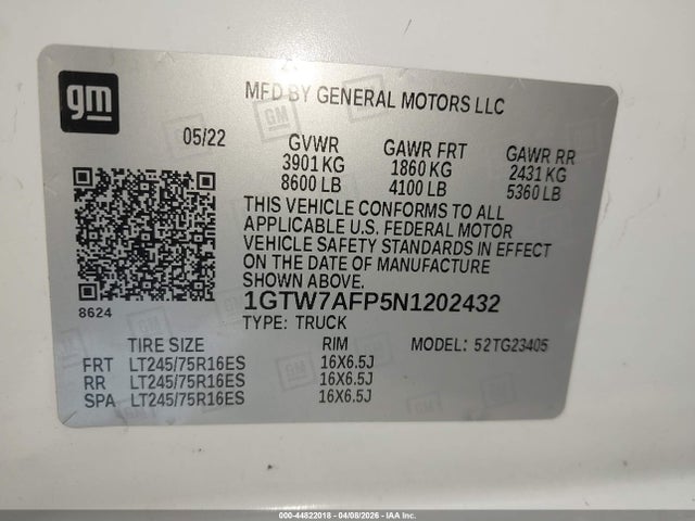 GMC Savana Cargo Rwd 2500 Regular Wheelbase Work Van 2022 1GTW7AFP5N1202432 Image 9