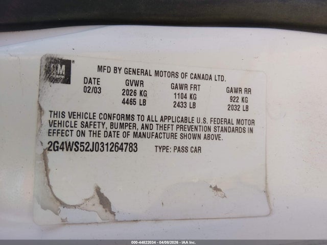 Продажа на аукционе авто 2003 Buick Century Custom, vin: 2G4WS52J031264783, номер лота: 44822034
