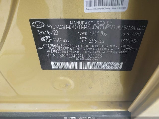 Hyundai Sonata Sel Plus 2020 5NPEJ4J27LH025639 Image 9