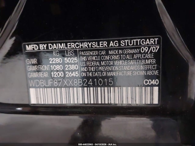 Aukcja sprzedaży 2008 Mercedes-benz E 350 4matic, vin: WDBUF87XX8B241015, numer aukcji: 44822063