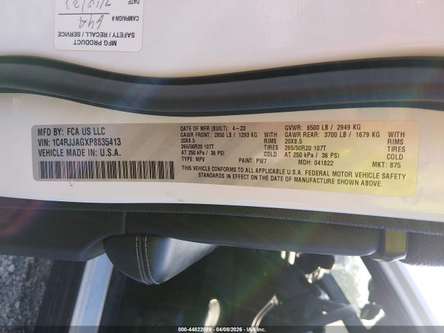 Продажа на аукционе авто 2023 Jeep Grand Cherokee L Altitude 4x2, vin: 1C4RJJAGXP8835413, номер лота: 44822089