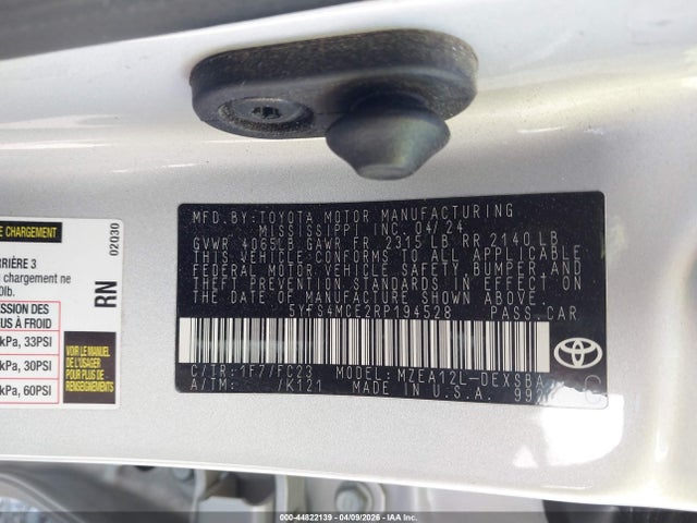 44822139 :رقم المزاد ، 5YFS4MCE2RP194528 vin ، 2024 Toyota Corolla Se مزاد بيع