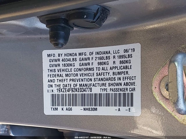 19XZE4F92KE034778 Honda Insight Touring