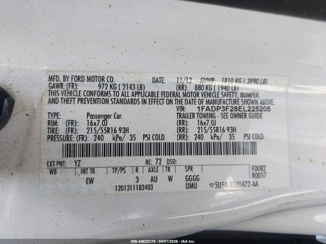 Ford FOCUS SE 2014 1FADP3F28EL225205 Image 9