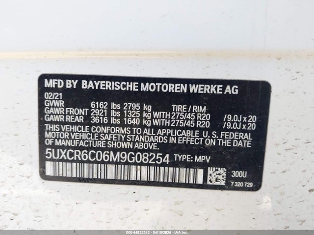 Продаж на аукціоні авто 2021 Bmw X5 Xdrive40i, vin: 5UXCR6C06M9G08254, номер лоту: 44822342