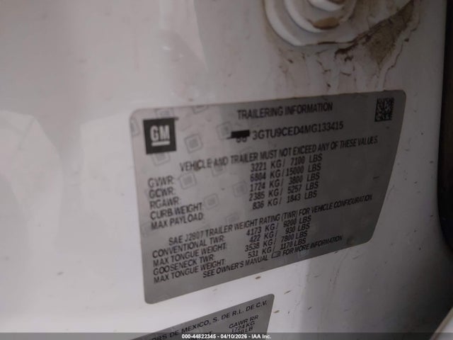 Aukcja sprzedaży 2021 Gmc Sierra 1500 4wd  Short Box Elevation, vin: 3GTU9CED4MG133415, numer aukcji: 44822345