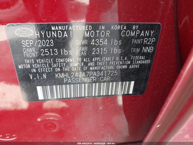2023 Hyundai Sonata Se მანქანა იყიდება აუქციონზე, vin: KMHL24JA7PA341725, აუქციონის ნომერი: 44822410