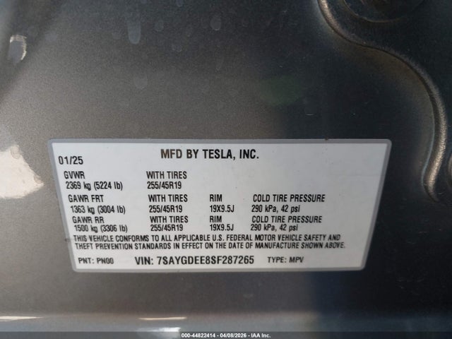 7SAYGDEE8SF287265 Tesla Model Y Long Range Dual Motor All-wheel Drive