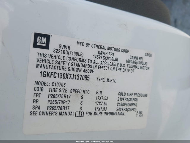 2007 GMC YUKON 1GKFC130X7J137085 Photo 8