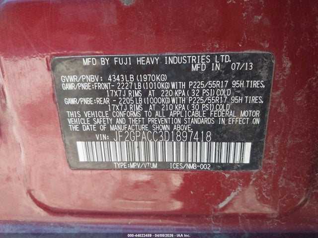 Продаж на аукціоні авто 2013 Subaru Xv Crosstrek 2.0i Premium, vin: JF2GPACC3D1897418, номер лоту: 44822489