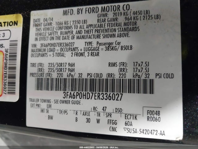 Ford FUSION SE 2014 3FA6P0HD7ER336027 Image 9