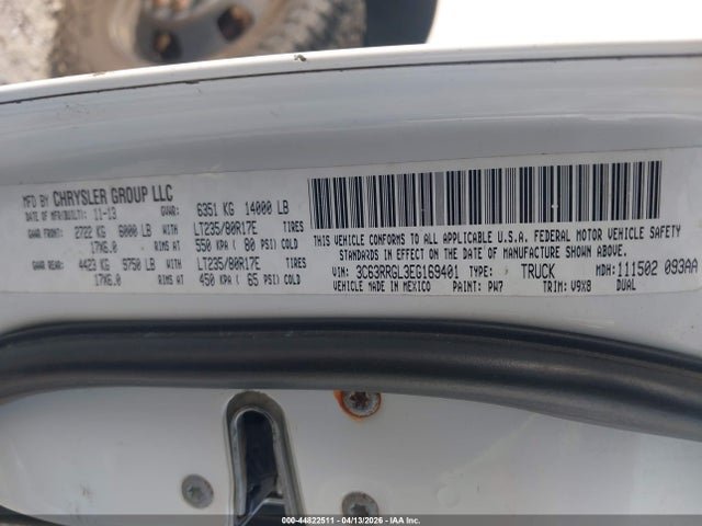 Продажа на аукционе авто 2014 Ram 3500 Tradesman, vin: 3C63RRGL3EG169401, номер лота: 44822511