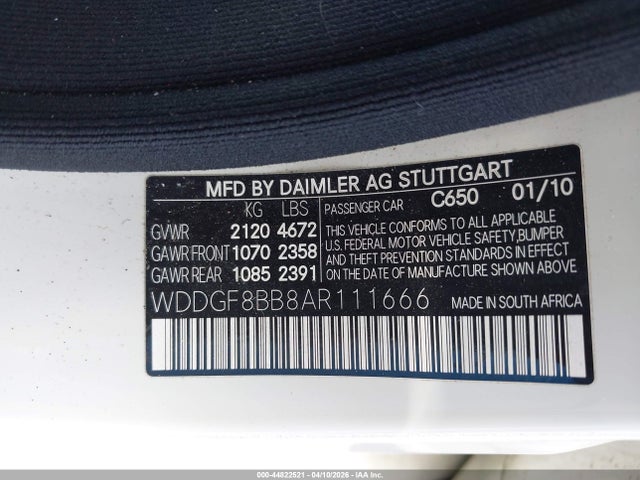 Продаж на аукціоні авто 2010 Mercedes-benz C 300 Luxury 4matic/sport 4matic, vin: WDDGF8BB8AR111666, номер лоту: 44822521