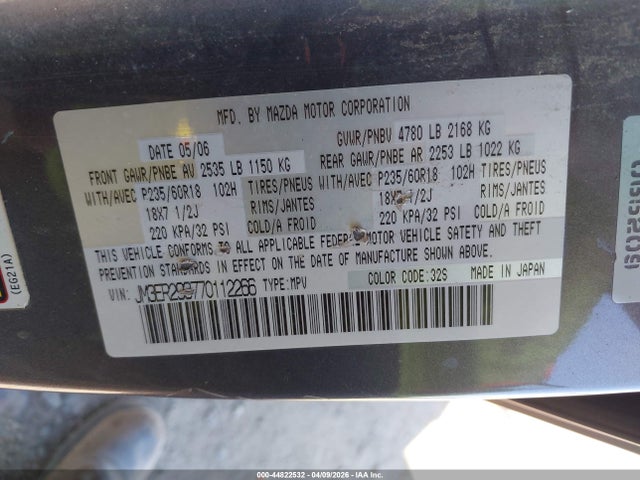 Aukcja sprzedaży 2007 Mazda Cx-7 Touring, vin: JM3ER293770112266, numer aukcji: 44822532