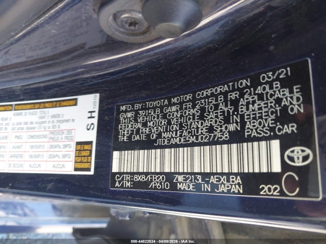 Toyota Corolla Hybrid Le 2021 JTDEAMDE5MJ027758 Image 9