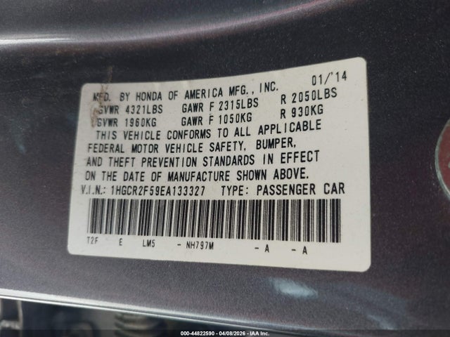 Honda Accord Sport 2014 1HGCR2F59EA133327 Image 9