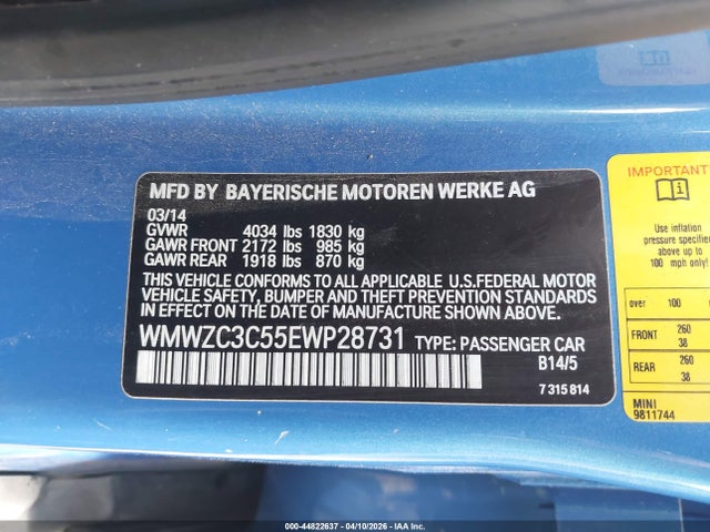 WMWZC3C55EWP28731 Mini Countryman Cooper S