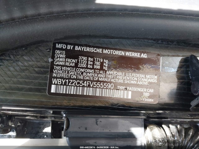 Aukcja sprzedaży 2015 Bmw I3, vin: WBY1Z2C54FV555590, numer aukcji: 44822674