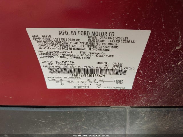 Aukcja sprzedaży 2018 Ford Taurus Limited, vin: 1FAHP2F84JG135679, numer aukcji: 44822676