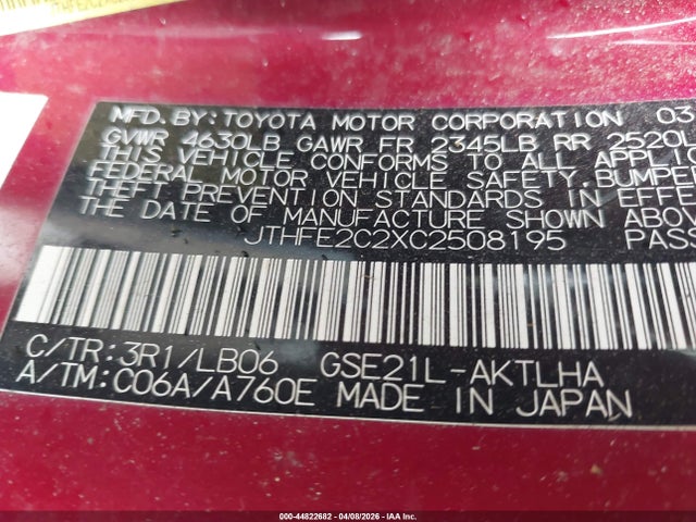 Продаж на аукціоні авто 2012 Lexus Is 350c, vin: JTHFE2C2XC2508195, номер лоту: 44822682