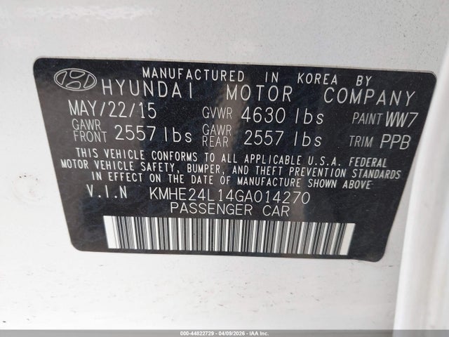 KMHE24L14GA014270 Hyundai Sonata Hybrid Se