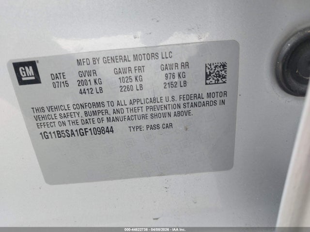 Chevrolet Malibu Limited Ls 2016 1G11B5SA1GF109844 Image 9