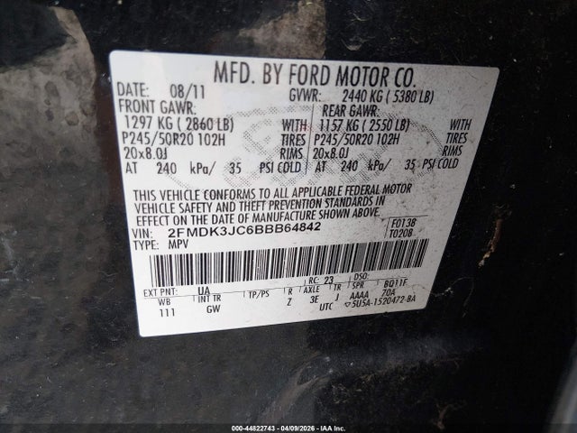 2011 FORD EDGE 2FMDK3JC6BBB64842 Photo 8