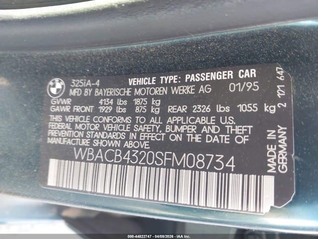 1995 BMW 325 WBACB4320SFM08734 Photo 8