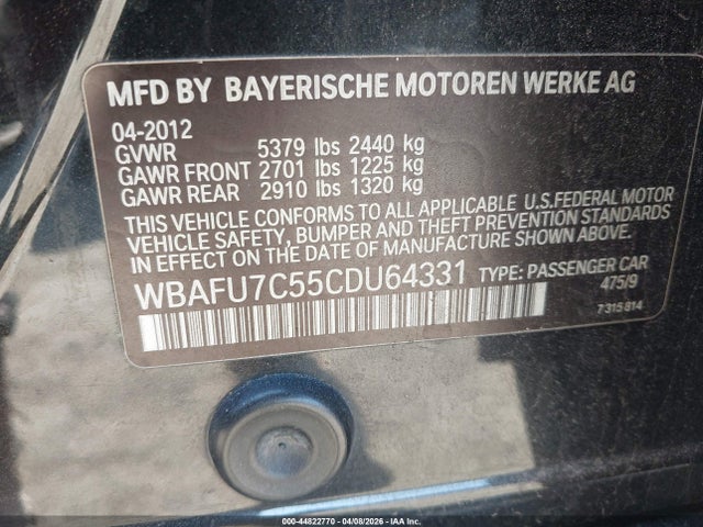 2012 BMW 535I WBAFU7C55CDU64331 Photo 8