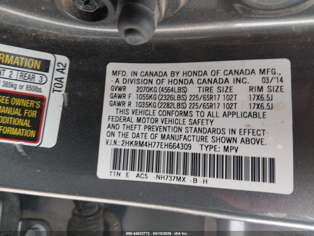 Honda Cr-v Ex-l 2014 2HKRM4H77EH664309 Image 9