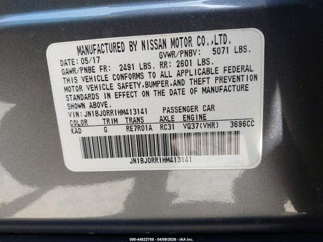2017 Infiniti Qx50 მანქანა იყიდება აუქციონზე, vin: JN1BJ0RR1HM413141, აუქციონის ნომერი: 44822788