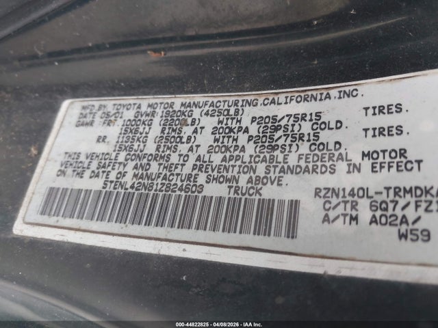 2001 TOYOTA TACOMA 5TENL42N81Z824603 Photo 8
