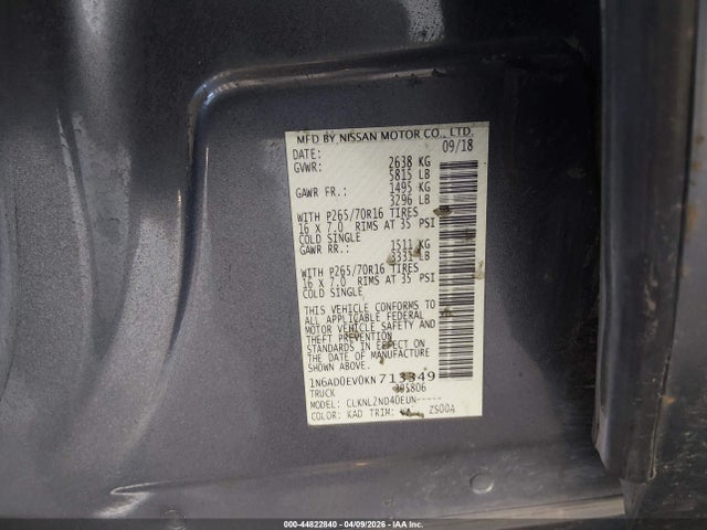 Aukcja sprzedaży 2019 Nissan Frontier Sv, vin: 1N6AD0EV0KN713349, numer aukcji: 44822840