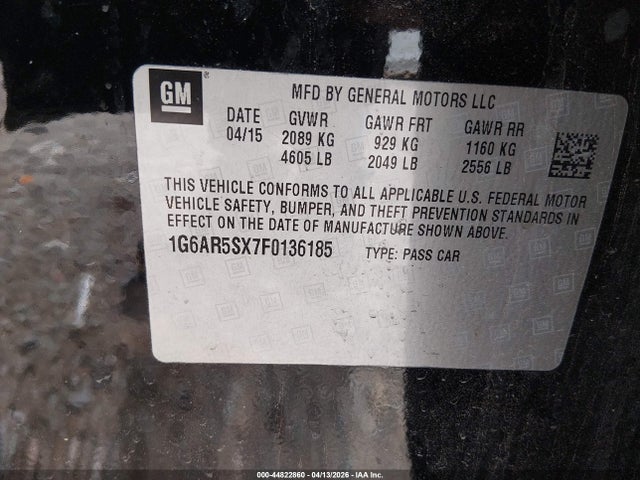 44822860 :رقم المزاد ، 1G6AR5SX7F0136185 vin ، 2015 Cadillac Cts Luxury مزاد بيع