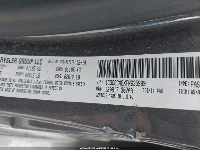 Aukcja sprzedaży 2015 Chrysler 200 Limited, vin: 1C3CCCABXFN635989, numer aukcji: 44822876